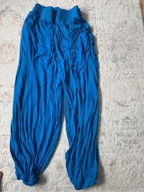 Free People Electric Blue Smocked Waist Harem Track Pants